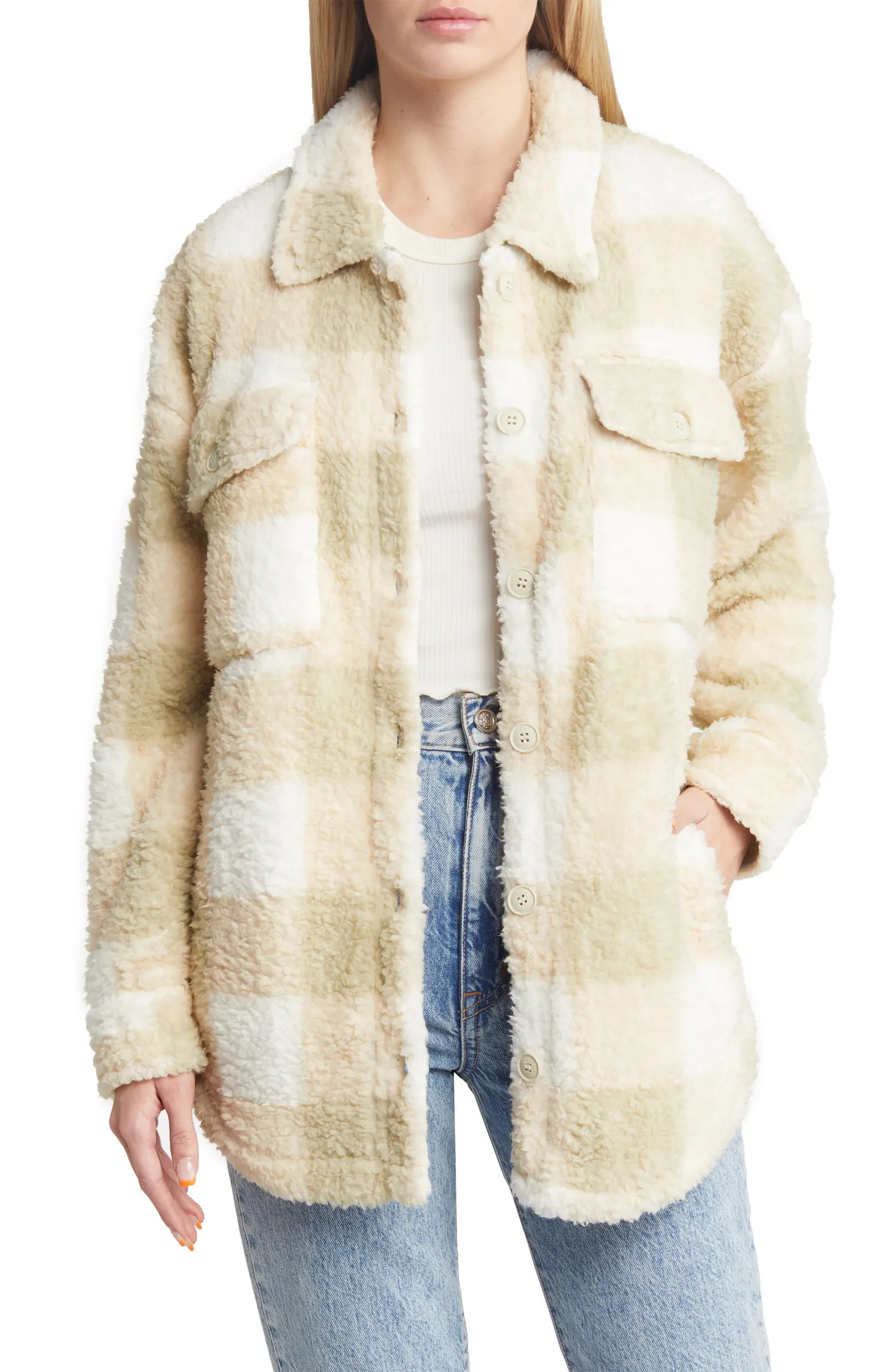 Thread & Supply Buffalo Check High Pile Fleece Shacket | Nordstrom | Nordstrom