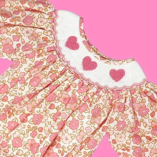 Long Sleeve Floral Heart Dress | Poppy Kids Co
