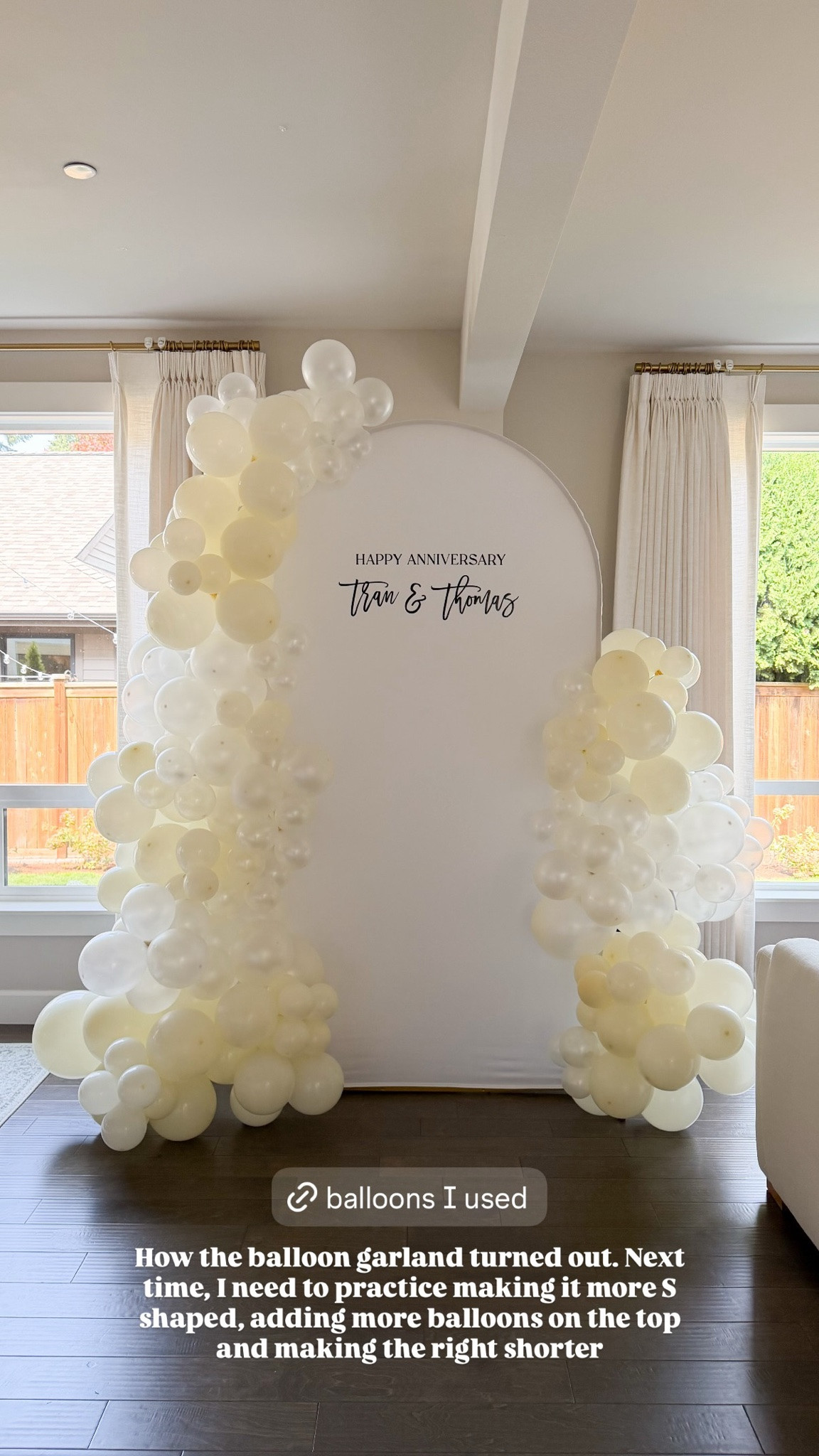 Balloons I used! 
How the balloon garland turned out. Next time, I need to practice making it more S shaped, adding more balloons on the top and making the right shorter

#LTKsummer #LTKhome