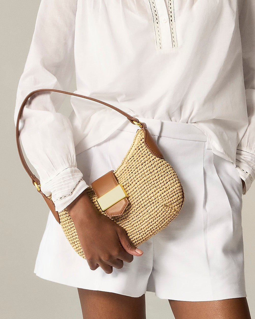 Berkeley small shoulder bag in handknotted straw | J. Crew US