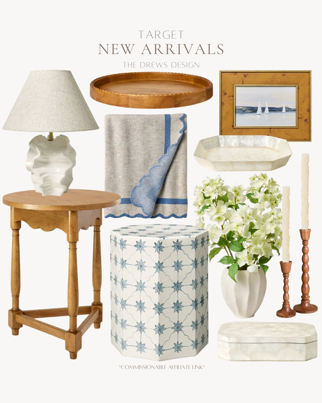 Target new arrivals include side table, table lamp, throw blanket, tray, side table, decorative box, faux arrangement, candle sticks, candle stick holder, tray, and wall art.

Home decor, neutral home, coastal home, looks for less, spring home

#LTKFindsUnder50 #LTKFindsUnder100 #LTKHome