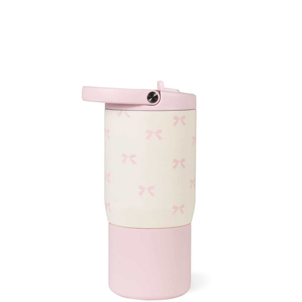 HydroJug Kids 14 oz Sport Water Bottle – Stainless Steel, Insulated, 100% Leakproof, With Carry Handle, BPA-Free – Kid-Friendly Design – Durable & Dishwasher Safe, Bows | Amazon (US)