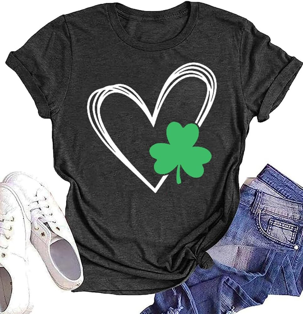 Women St Patricks Day Shirts Shamrock Graphic Casual Tshirts Cute Lucky Irish Tee Spring | Amazon (US)
