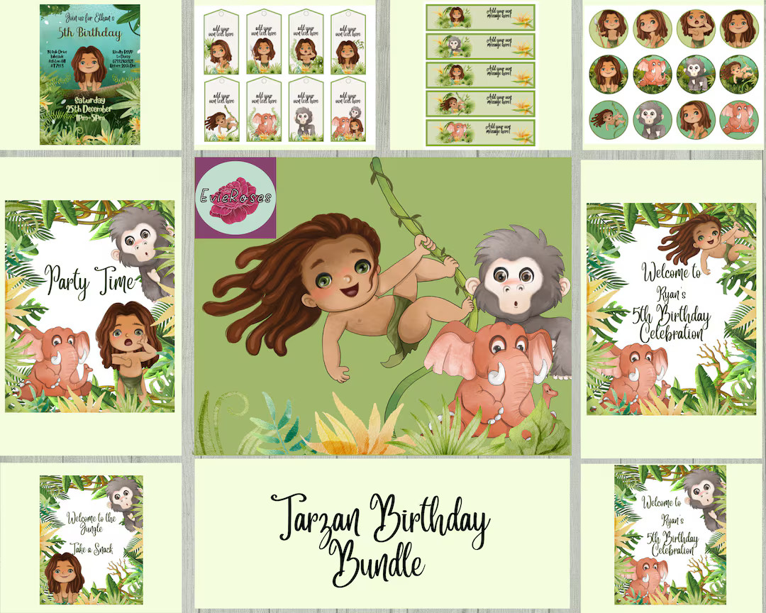 Jungle Boy Birthday Party Bundle, Jungle Themed Party Supplies, Boys Party Welcome Signs, Jungle ... | Etsy (US)