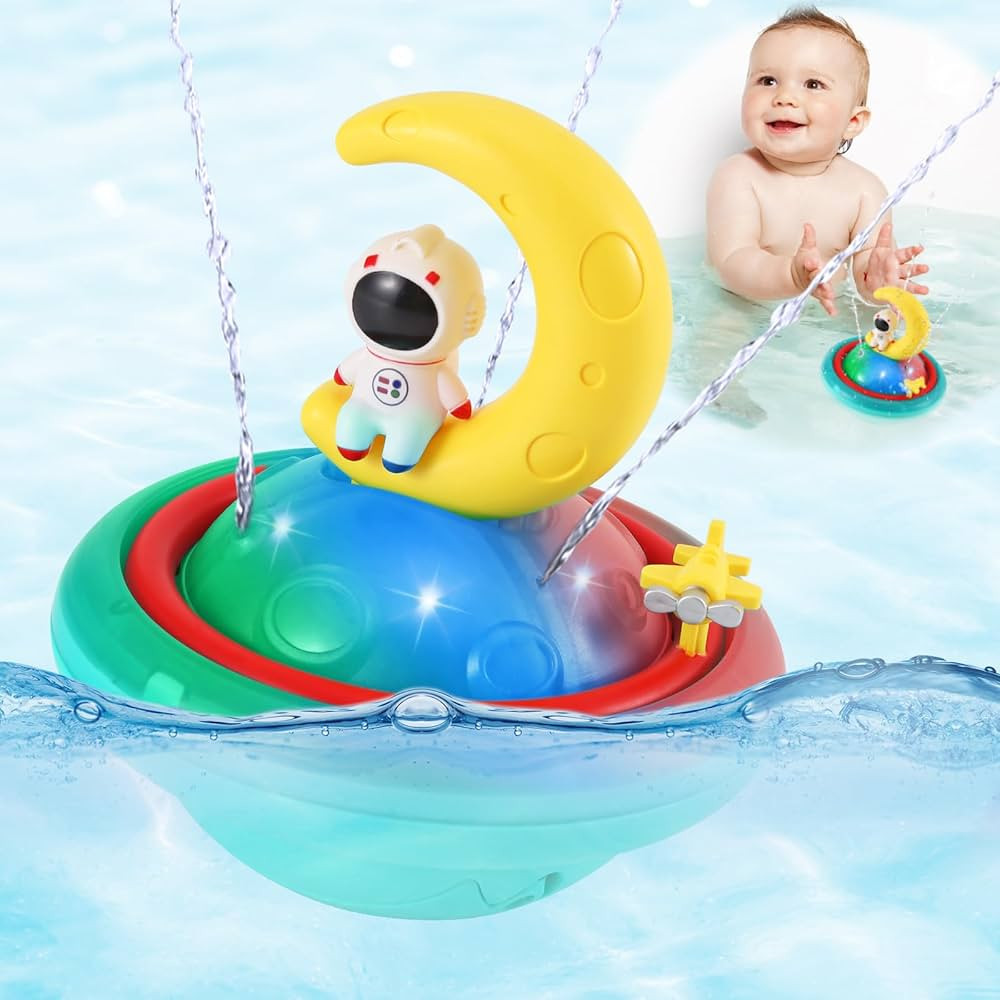 Baby Bath Toys, Automatic Spray Water Bathtub Toys Space, Light up Bath Toys Moon, Induction Spri... | Amazon (US)