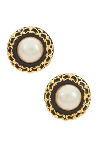 Chanel 1987 Pearl Clip-On Earrings in Metallic Gold | FWRD 