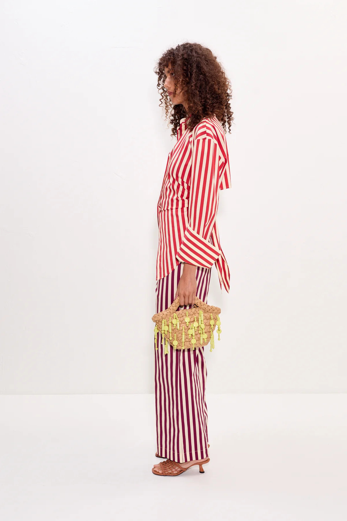 Loch Poplin Button Up in Venetian Red Stripe | Simon Miller