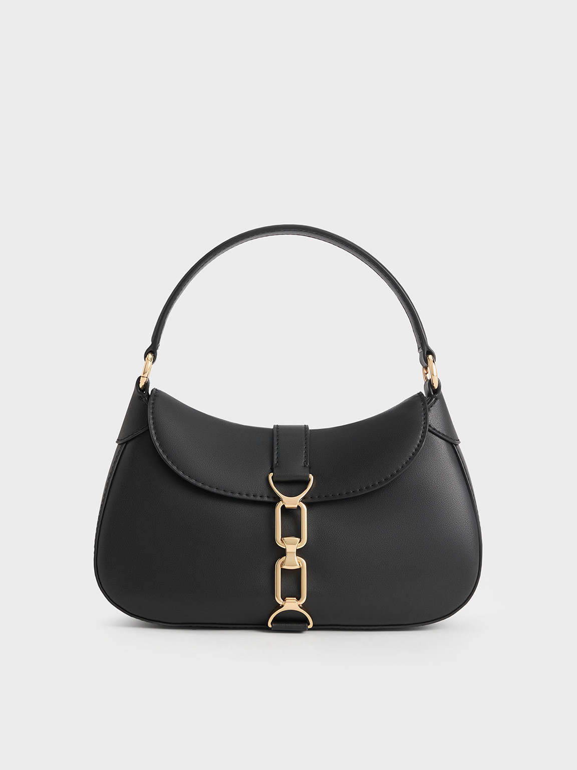 Black Agatha Chain-Accent Hobo Bag | CHARLES & KEITH UK | Charles & Keith UK