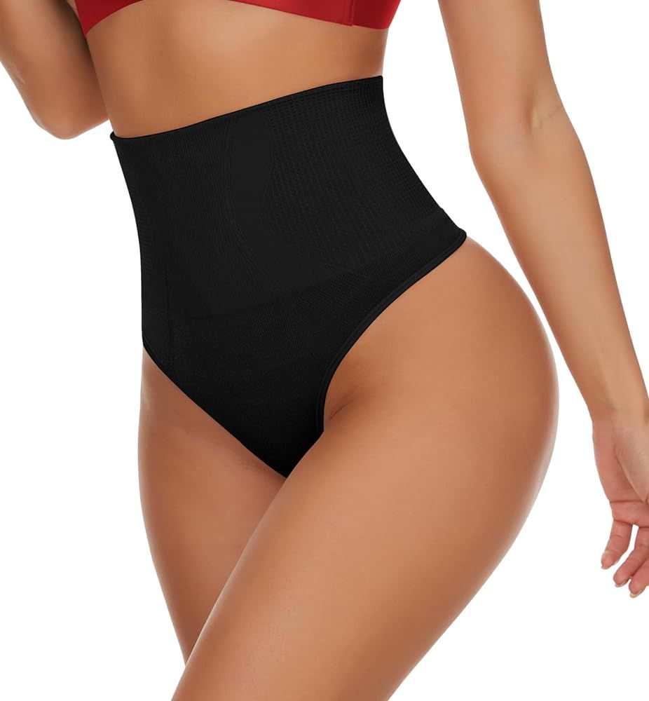 SEXYWG Tummy Control Thong for Women Mid Waist Shapewear Control Panties Waist Trainer Body Shape... | Amazon (US)