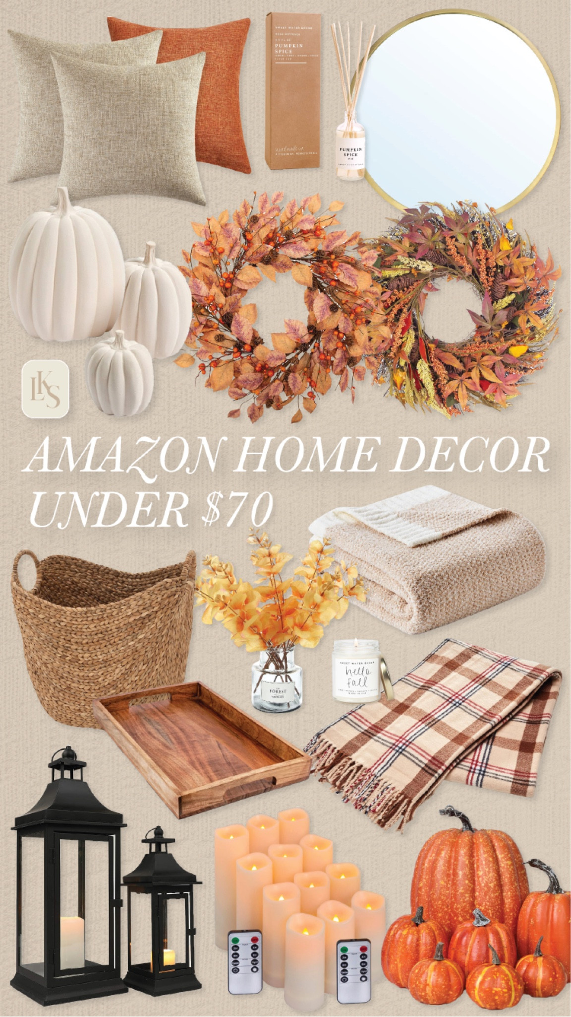 amazon fall home decor under $70 