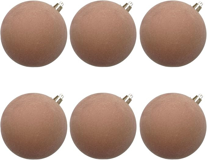 Senjie 4inch Velvet Christmas Balls Flocked Christmas Tree Ornaments 6pcs Plastic Balls Xmas Hang... | Amazon (US)