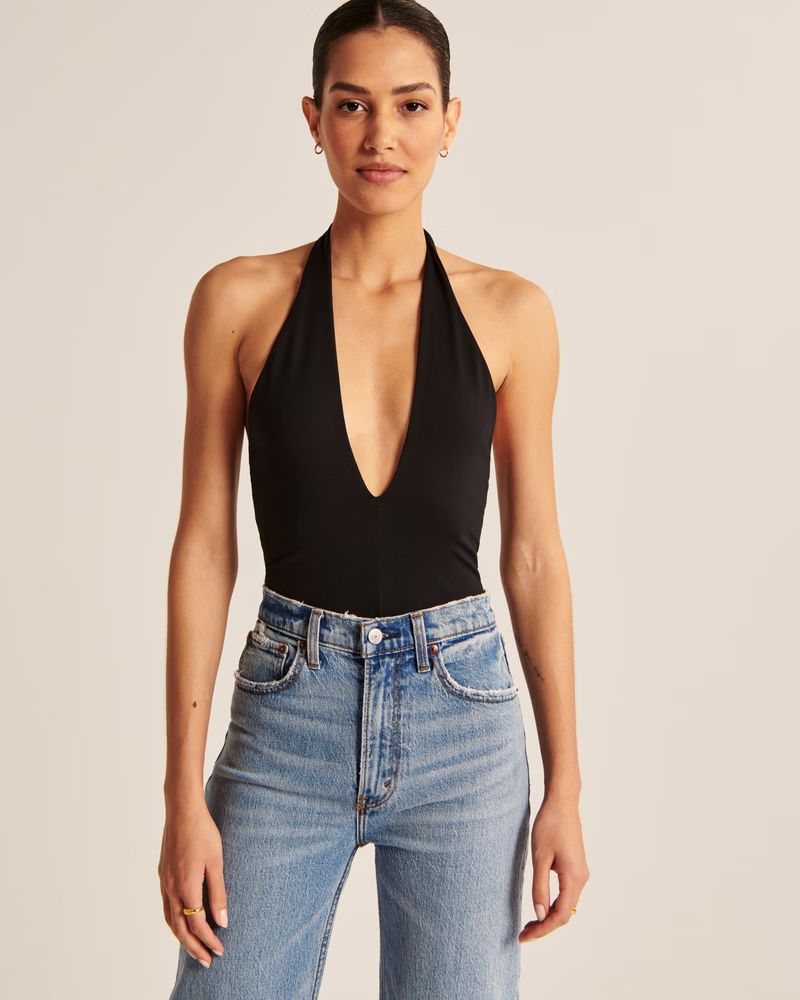Double-Layered Seamless Fabric Halter Cutout Bodysuit | Abercrombie & Fitch (US)