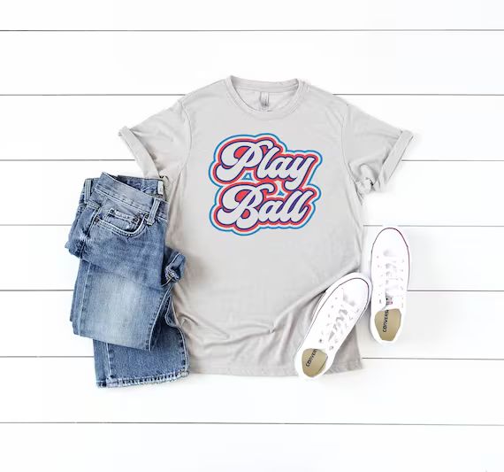 Play Ball Retro Shirt  Play Ball Shirt  Womens Baseball | Etsy | Etsy (US)