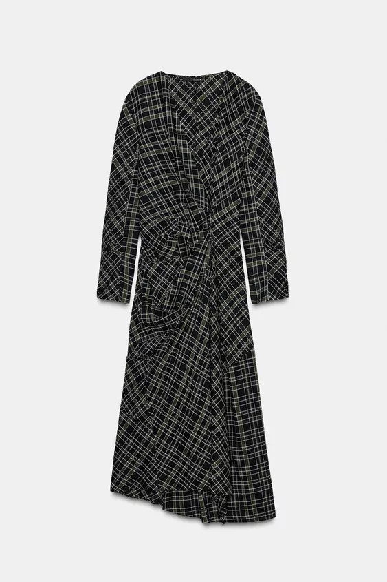 DRAPED PLAID DRESS | Zara US