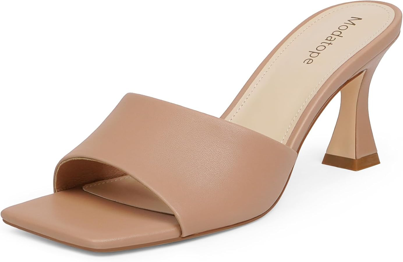 Modatope Womens Heeled Sandals Open Square Toe Heels Chunky Block Heel Slip On Sandals for Women | Amazon (US)