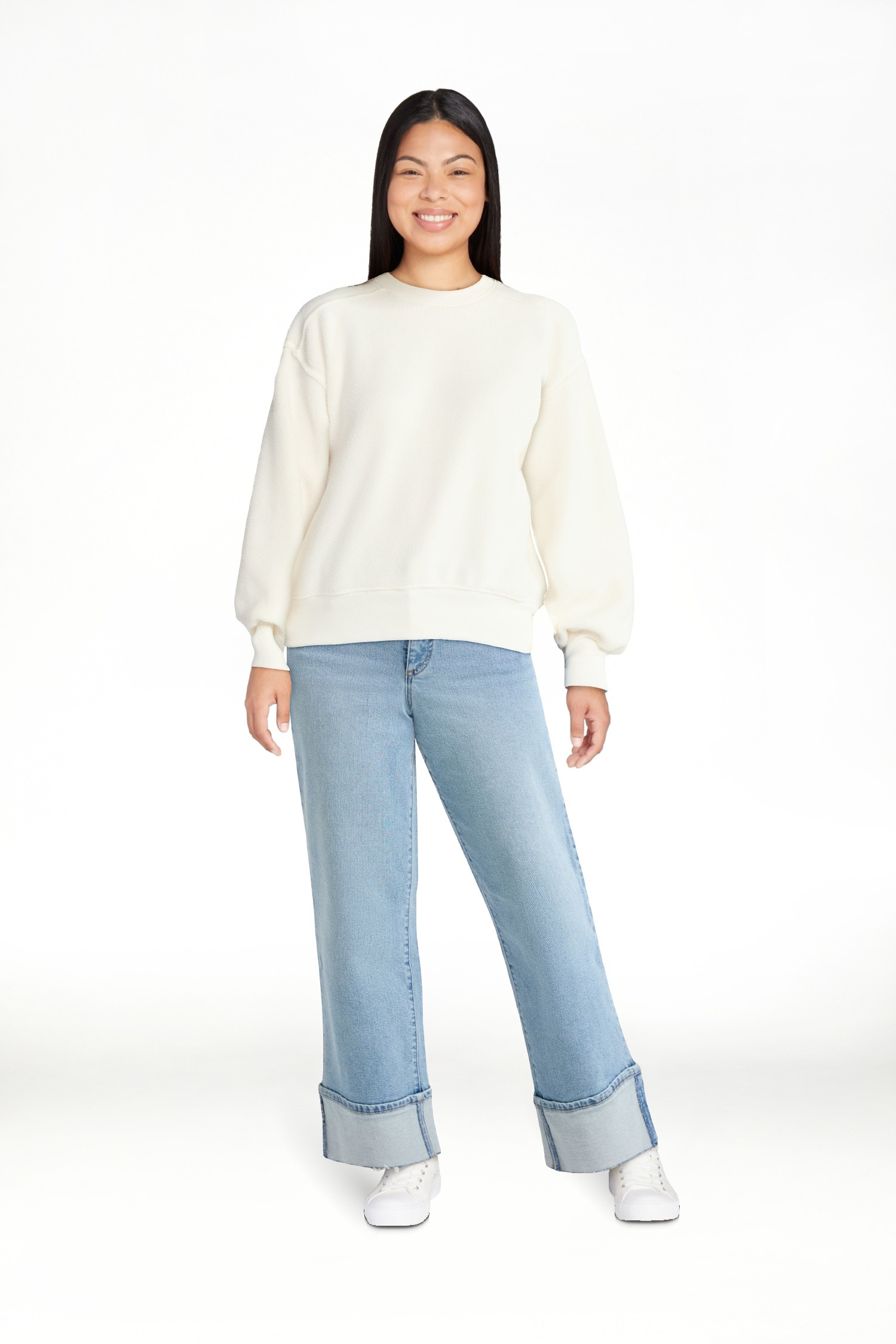 Time and Tru Women's Reverse Fleece Pullover Sweatshirt, XS-XXXL | Walmart (US)