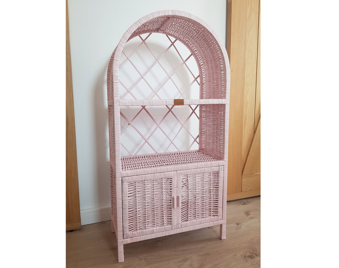 Wiklibox Wicker Cabinet With Doors isabell in PINK Color - Etsy | Etsy (US)
