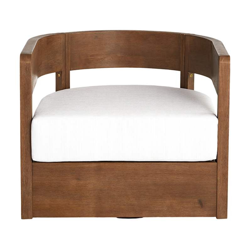 Oakes Driftwood Finish Acacia Wood with Ash Cushions Swivel Patio Armchair | At Home