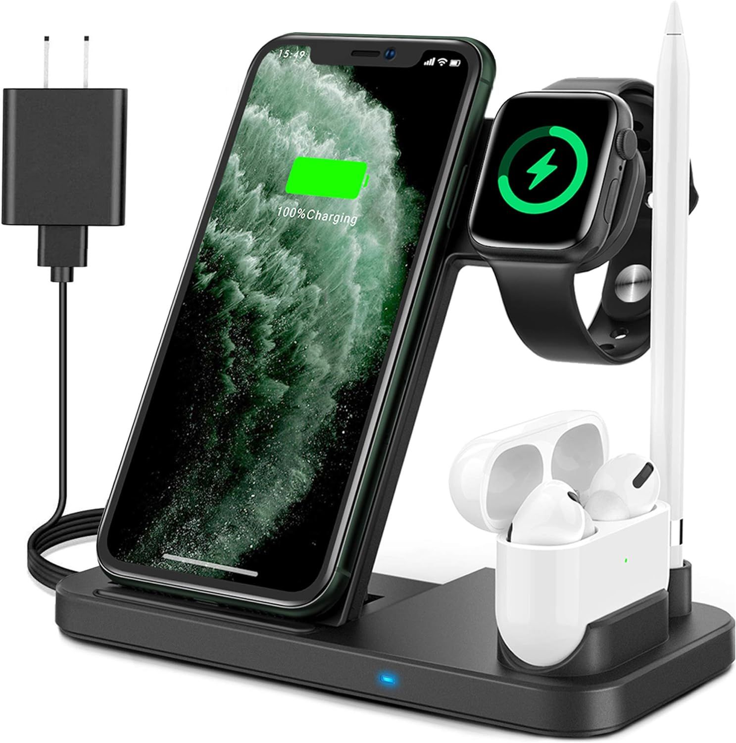 Powlaken Wireless Charger, 4 in 1 Wireless Charging Station Dock for Apple iWatch Series Se 6 5 4... | Amazon (US)