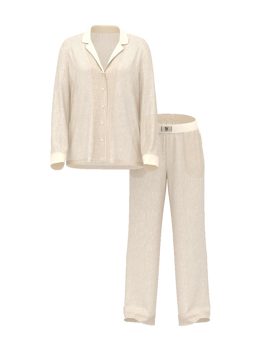 Buy Sequin Shine Long Pajama Set, Champagne Signature Slip Sequin - Order Pajamas Sets online - V... | Victoria's Secret (US / CA )