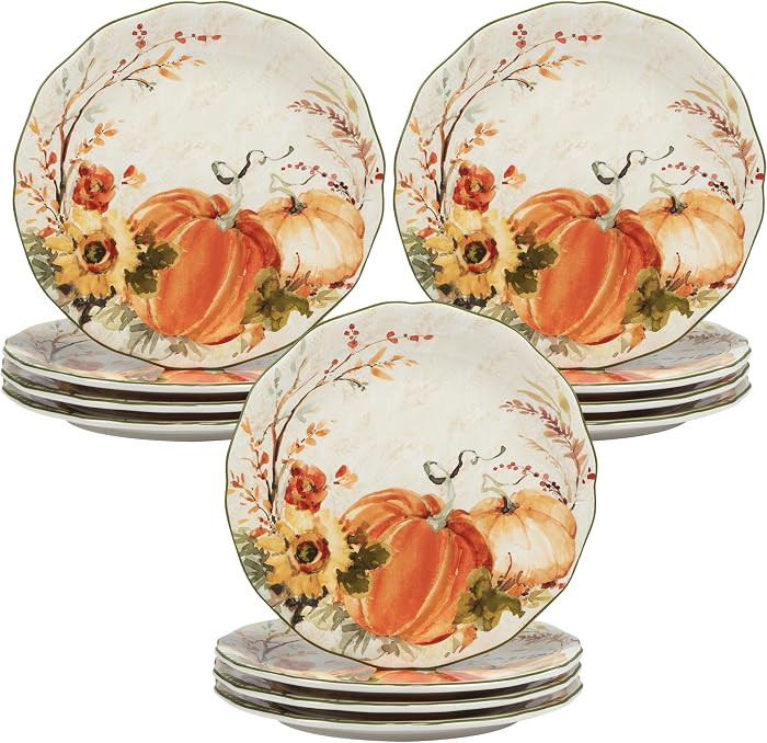 Certified International Harvest Morning 11" Dinner Plates, Multicolor, Large, Set of 4 (Pack of 3) | Amazon (US)