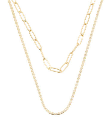 Waterproof Gold Plated Double Layered Necklace | TJ Maxx