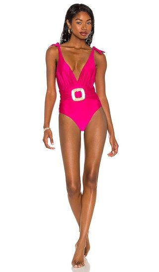 Plunge Belted One Piece in Pink | Revolve Clothing (Global)