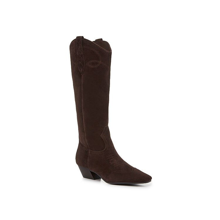 Steve Madden Dollie Cowboy Boot | Women's | Dark Brown Suede | Size 9.5 | Boots | DSW