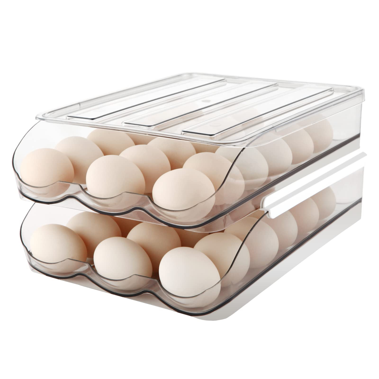 Egg Holder for Fridge, Automatically Rolling Egg Storage Container for Refrigerator,Large Capacit... | Amazon (US)