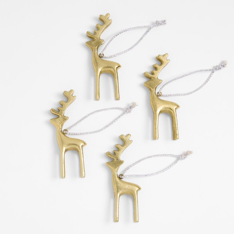 Brass Reindeer Christmas Ornaments, Set of 4 + Reviews | Crate & Barrel | Crate & Barrel