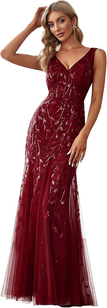 Ever-Pretty Women's Sexy V Neck Sleeveless Elegant Floor Length Long Mermaid Prom Evening Dresses... | Amazon (UK)