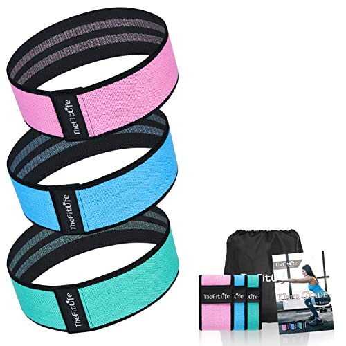 TheFitLife Resistance Exercise Bands for Women - Fabric Workout Bands for Booty, Hip, Glute, Leg, Thigh, Squat, Butt Lift Excersize and Fitness Loop Bands for Home Gym (Pink/Blue/Green, Short) | Amazon (US)