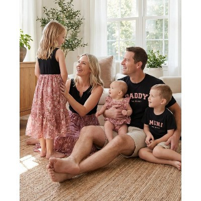 PATPAT Family Matching Cotton T-Shirt & Dress Set Black Tee Floral Print splicing Dress Perfect for Summer Family Outings | Target