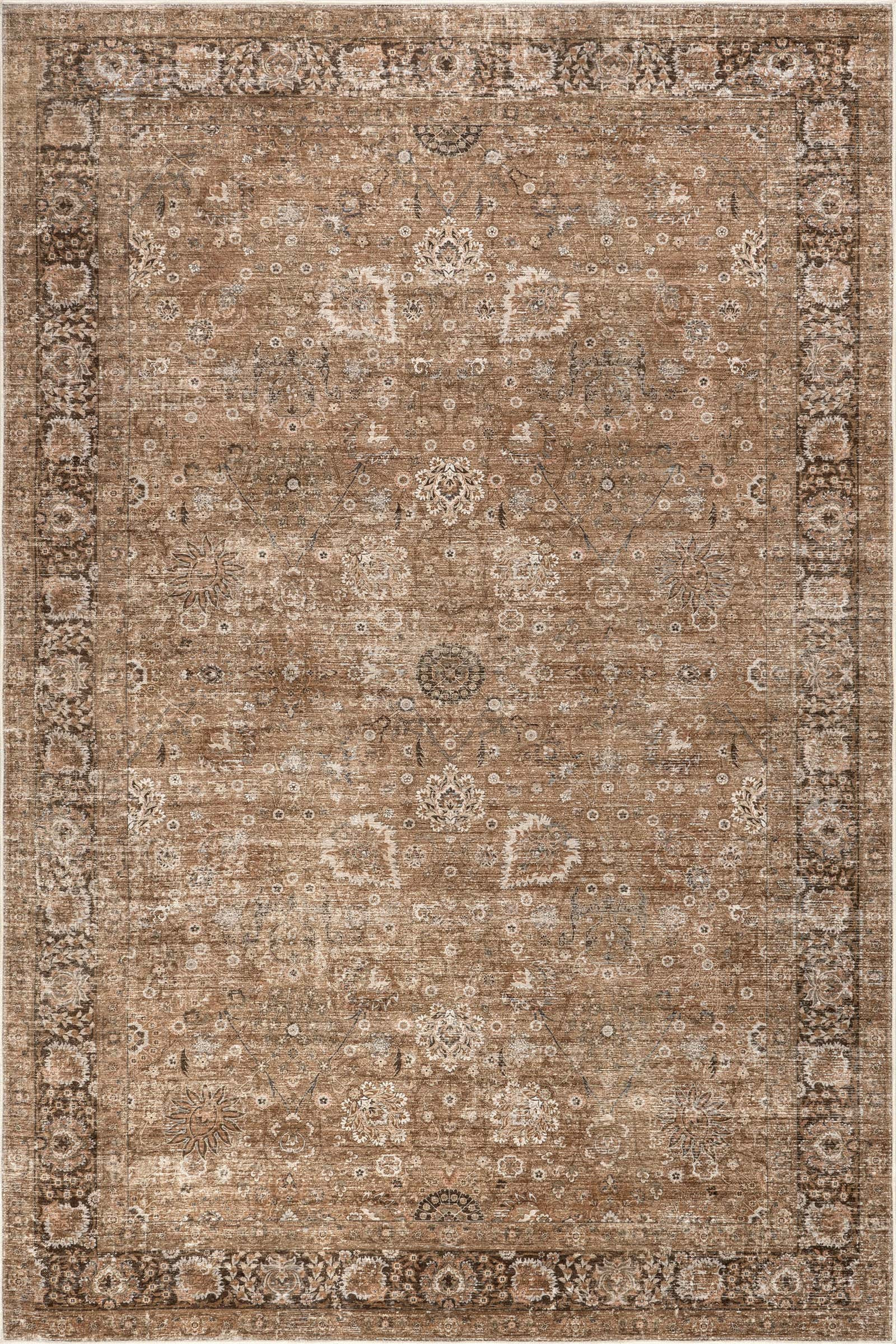 Bayberry Spill Proof Vintage Washable Rug | Light Brown | Rugs USA