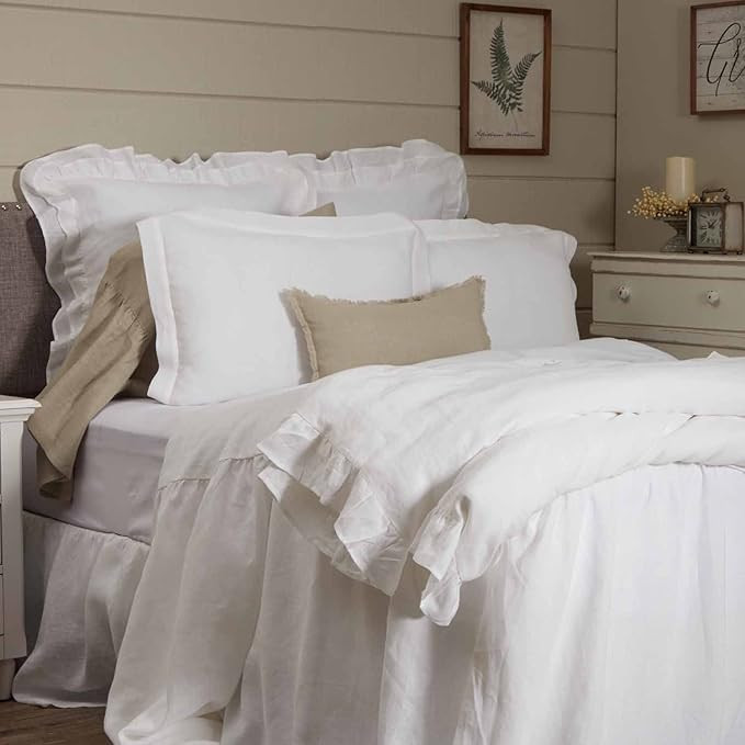 Piper Classics Provincial Linen White Ruffled Queen Bedspread, 56" W x 78" L, Plus Ruffled Skirt ... | Amazon (US)