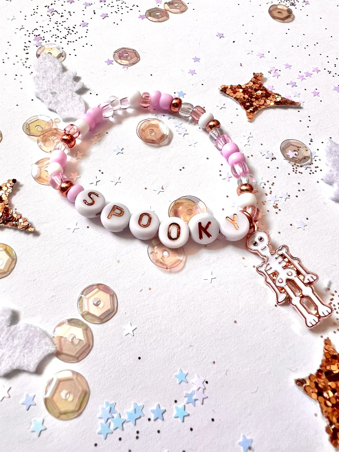 Spooky Skeleton Bracelets for Girls. Mixed Beaded Bracelet - Etsy | Etsy (US)