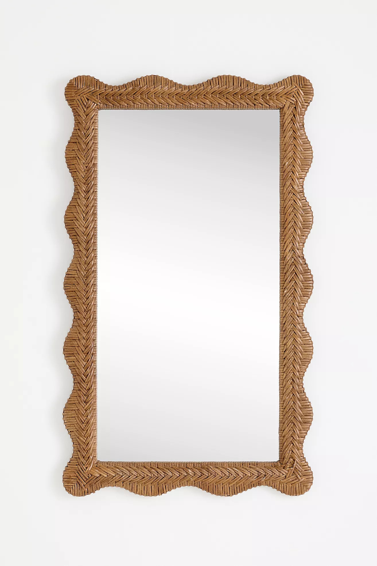 Wallie Wavy Woven Scallop Rattan Wall Mirror | Anthropologie (US)