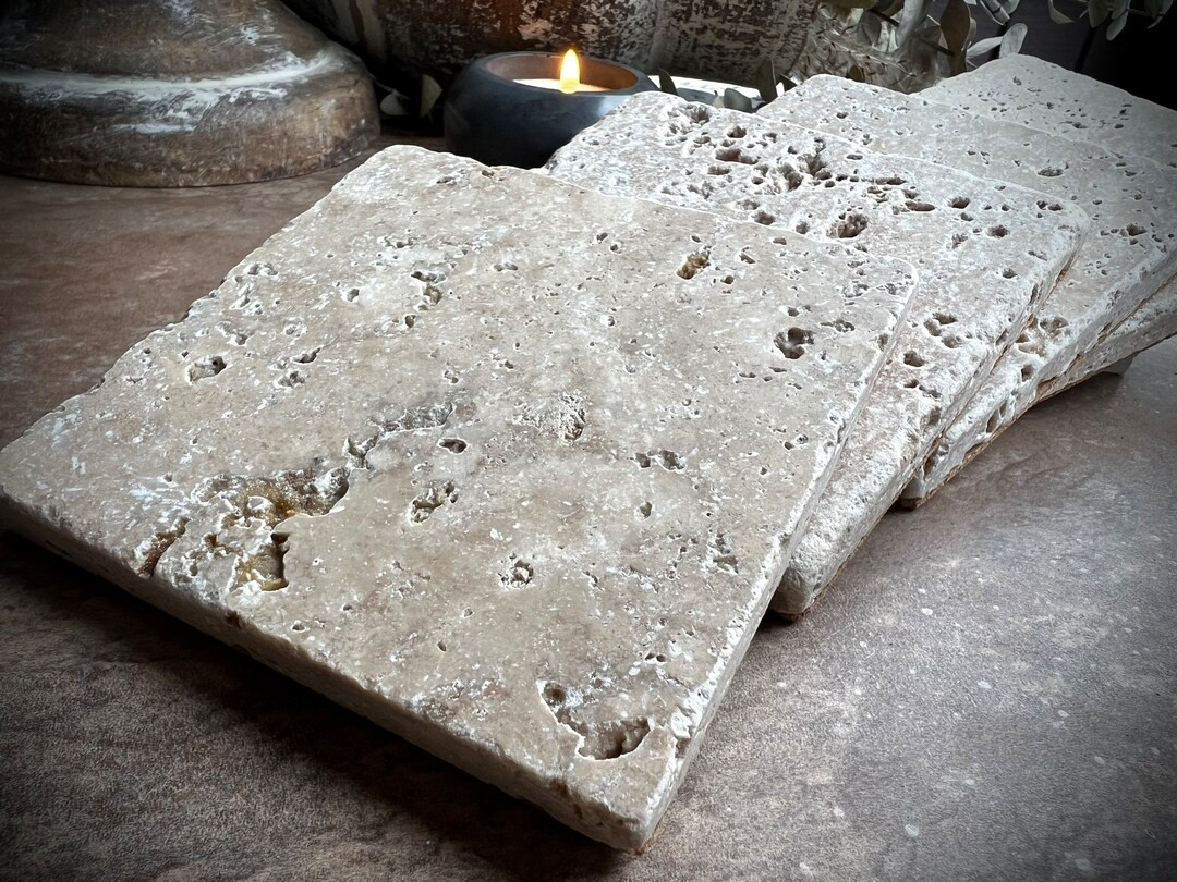 Square Natural Travertine Coasters I Absorbent Coasters | Drink Coasters | Tile Coasters | Stone ... | Etsy (US)