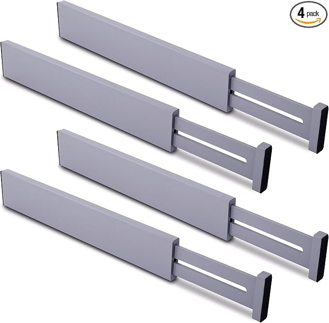 Utoplike Drawer Dividers Bamboo, Gray Drawers Organizers Adjustable for Socks, Spring Loaded, Wor... | Amazon (US)