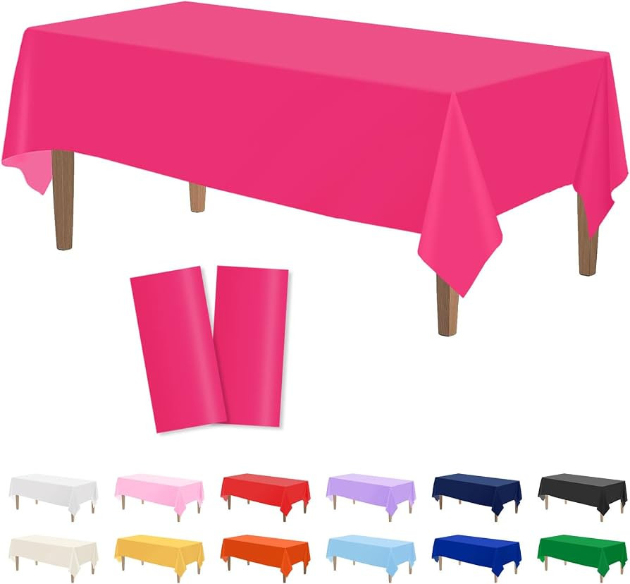 Kopokita 2PCS Hot Pink Plastic Tablecloths 54 x 108 Inch, Disposable Table Cloths Rectangle Party... | Amazon (US)