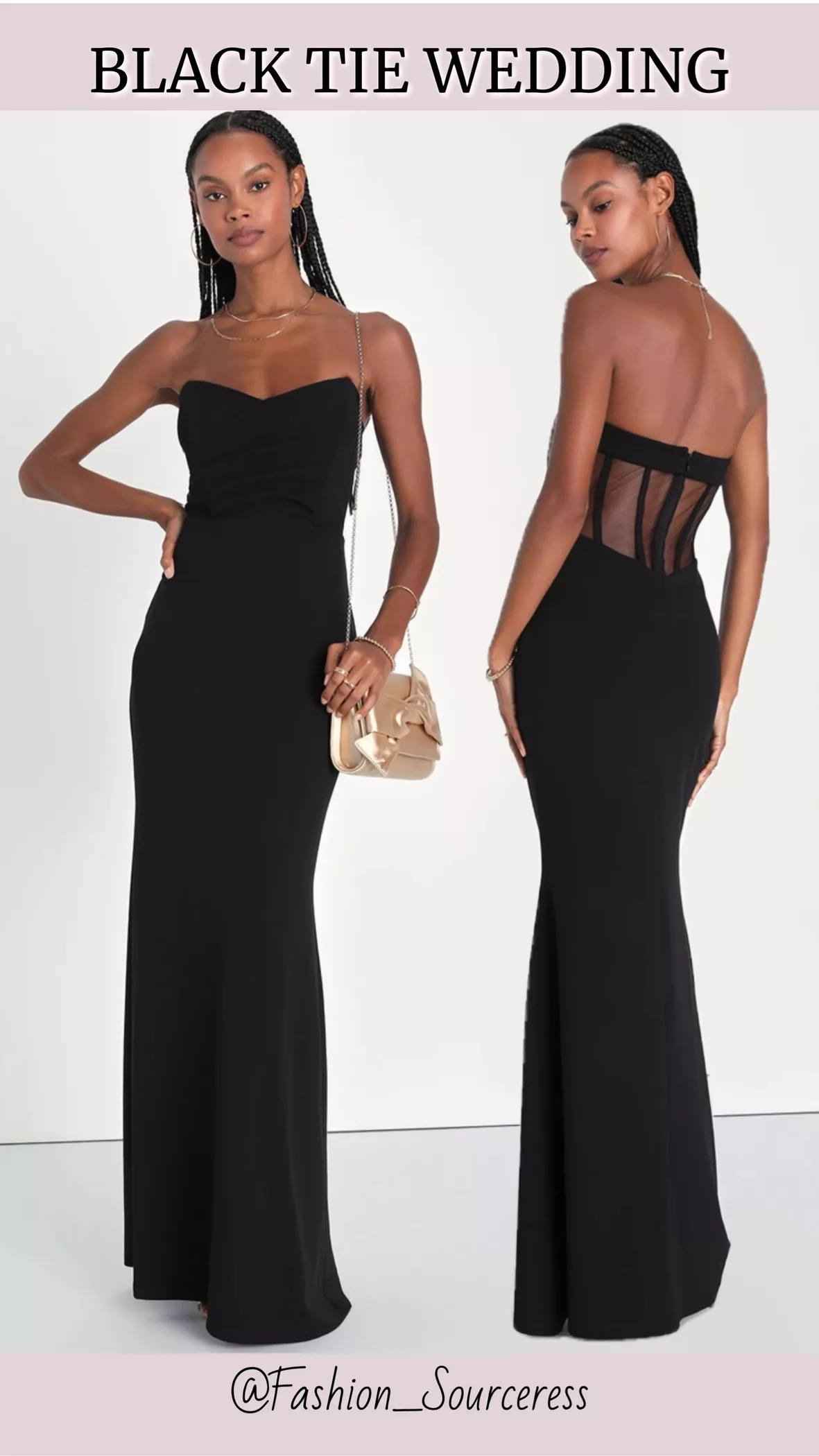 Iconic Arrival Black Strapless Bustier Mermaid Maxi Dress