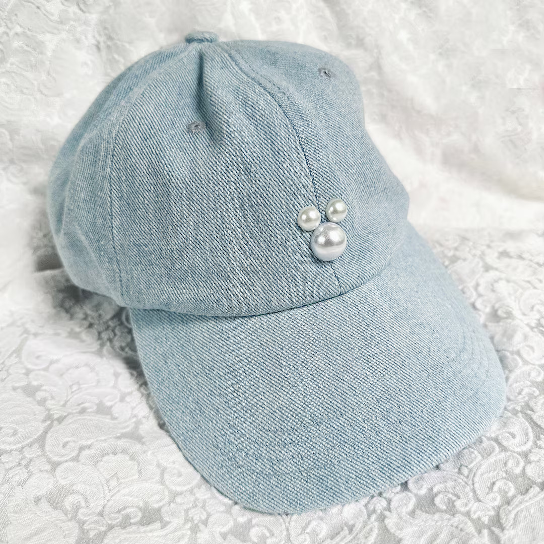 Mickey Pearl Hat | Disney Pearl Hat | Mickey Summer Hat| Denim Pearl Hat | Etsy (US)