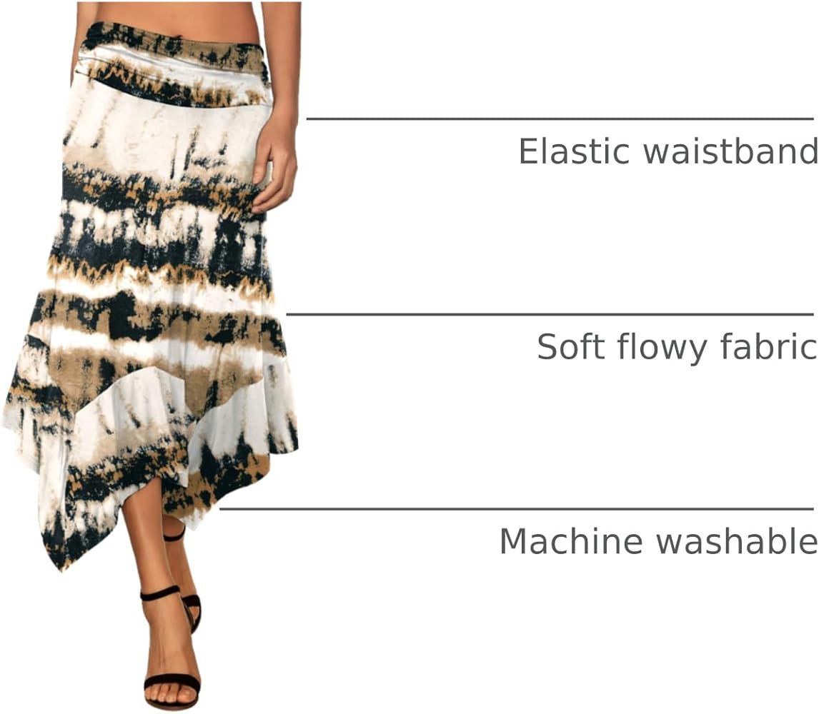 DJT Women's Flowy Handkerchief Hemline Midi Skirt | Amazon (US)