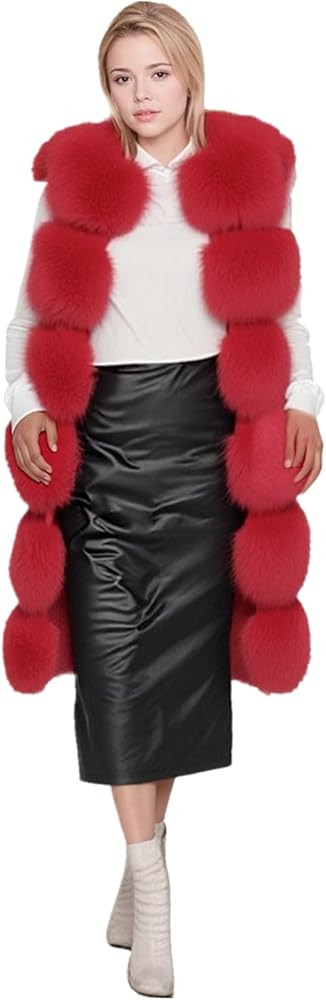 Lisa Colly Women's Faux Fox Fur Coat Jacket Winter Sleeveless Faux Fur Vest Outwear | Amazon (US)