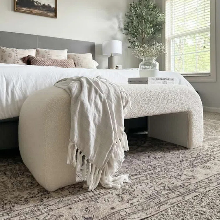 Armelia Boucle Upholstered Waterfall Bench | Wayfair North America