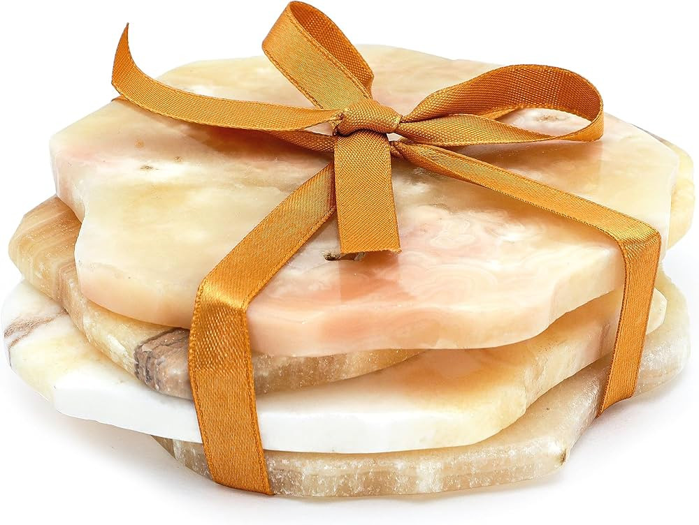 Prominent Chalet Handcrafted Onyx Marble Coasters (Set of 4): One of a Kind Stone Coasters for Dr... | Amazon (US)