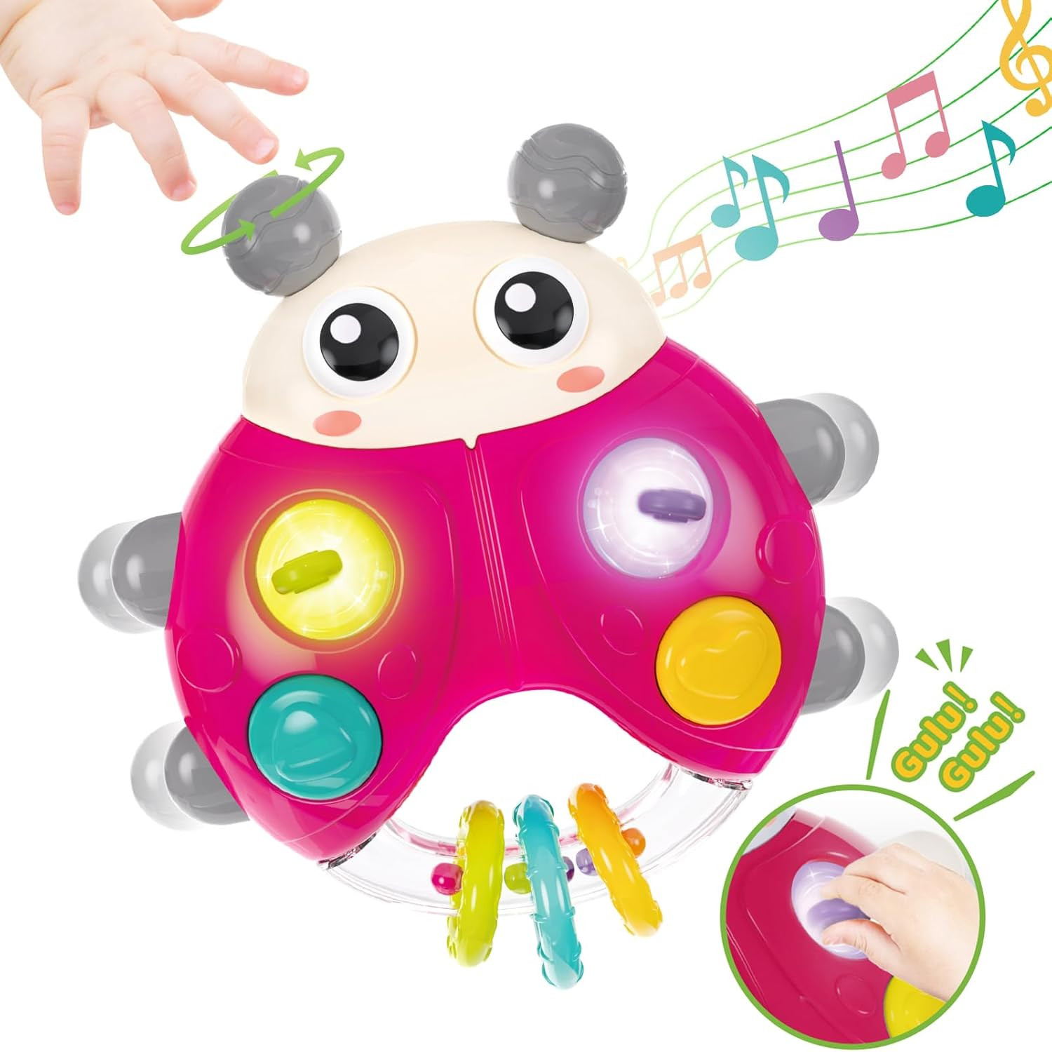 Ladybug Baby Light Up Toys with Rattle Led Light Music, Interactive Educational Fine Motor Develo... | Amazon (US)