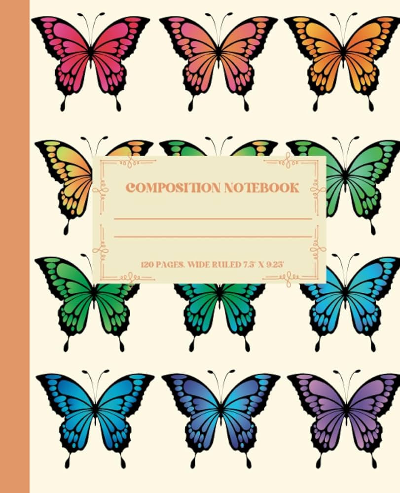 Rainbow Butterfly Composition Notebook - Wide Ruled, 120 Pages: Vibrant Colors and Whimsical Desi... | Amazon (US)
