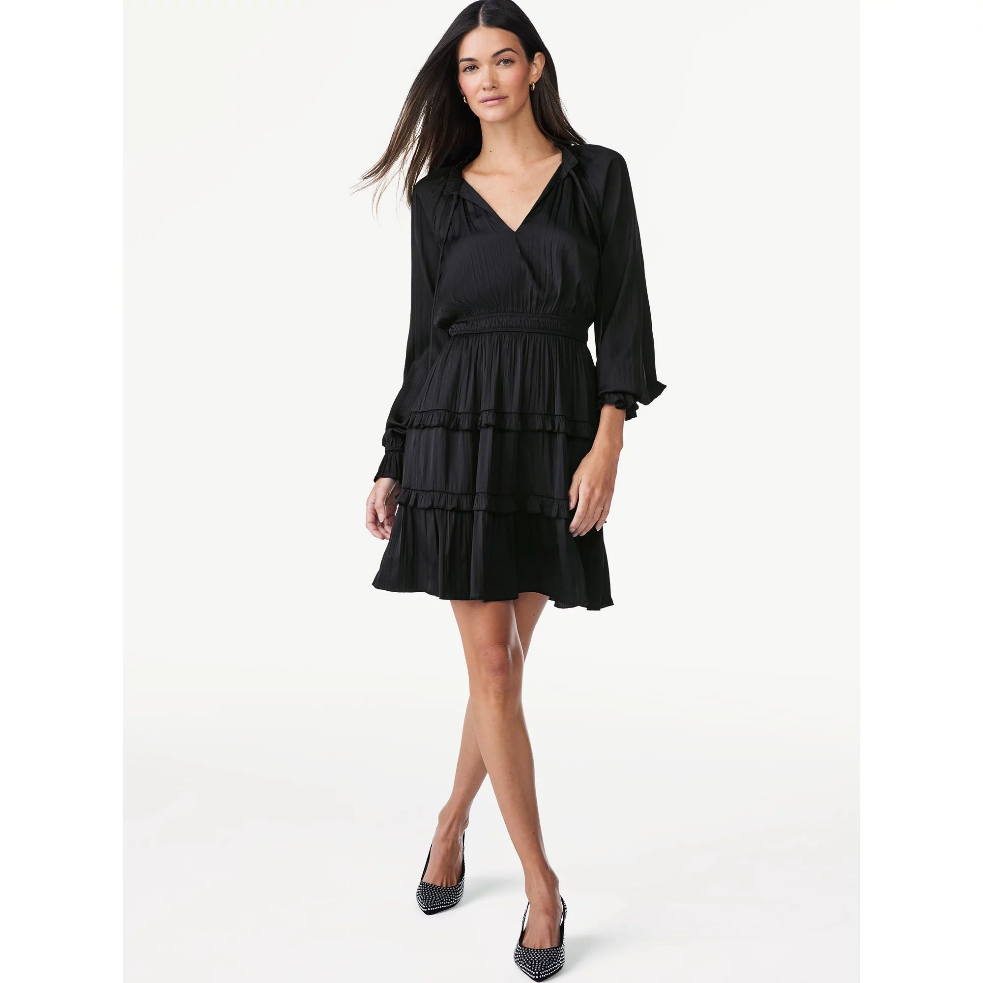 Scoop Women's Ruffle Mini Dress, Sizes XS-2XL | Walmart (US)