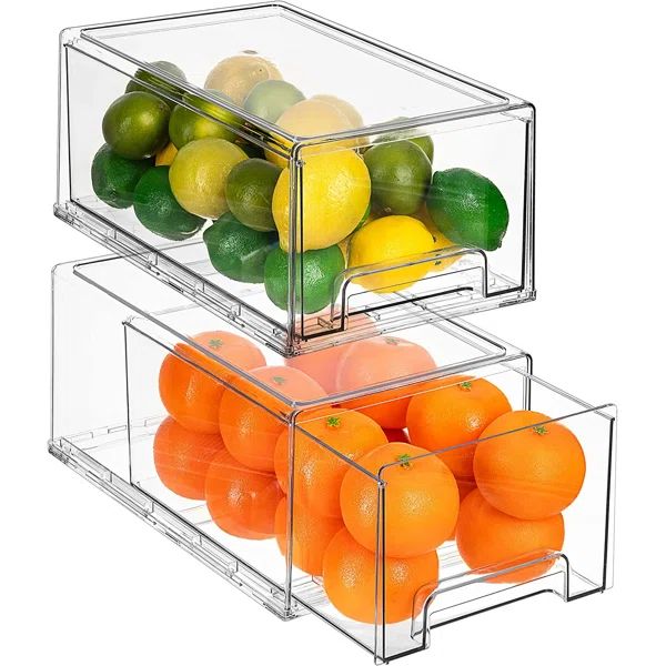 Sorbus Fridge Drawers - Clear Stackable Pull Out Refrigerator Organizer Bins (2 Pack | Large) | Wayfair North America